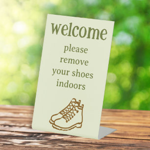 Remove Shoes Hiking Boots Vacation Rental Pedestal Sign