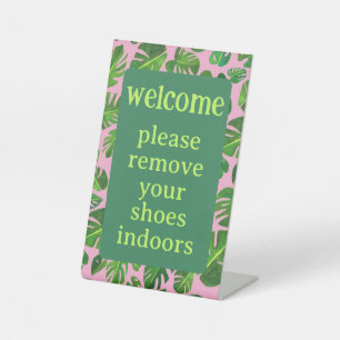 Remove Shoes Tropical Watercolor Vacation Rental  Pedestal Sign