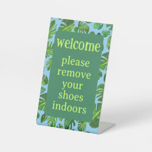 Remove Shoes Tropical Watercolor Vacation Rental Pedestal Sign
