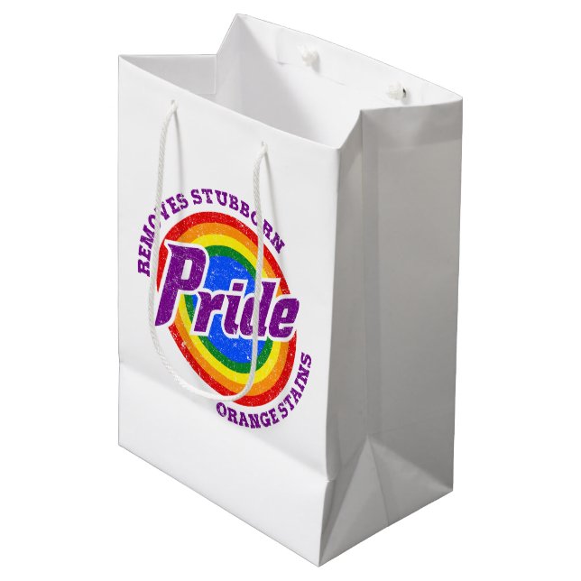 Remove Stubborn Orange Stains Pride Month LGBTQ Medium Gift Bag (Front Angled)