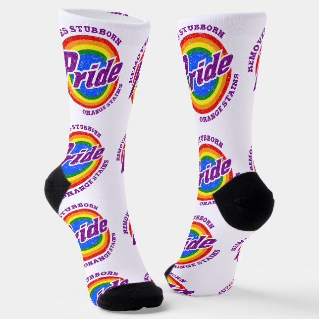Remove Stubborn Orange Stains Pride Month LGBTQ Socks (Angled)