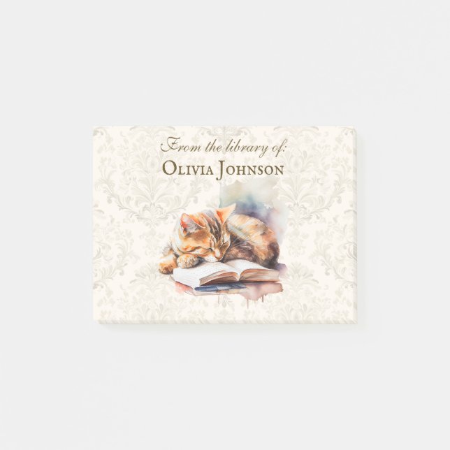 Removeable Custom Bookplate Pad Cat Post-it Notes (Front)