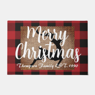 Removeable image Scottish farmhouse reindeer Xmas Doormat
