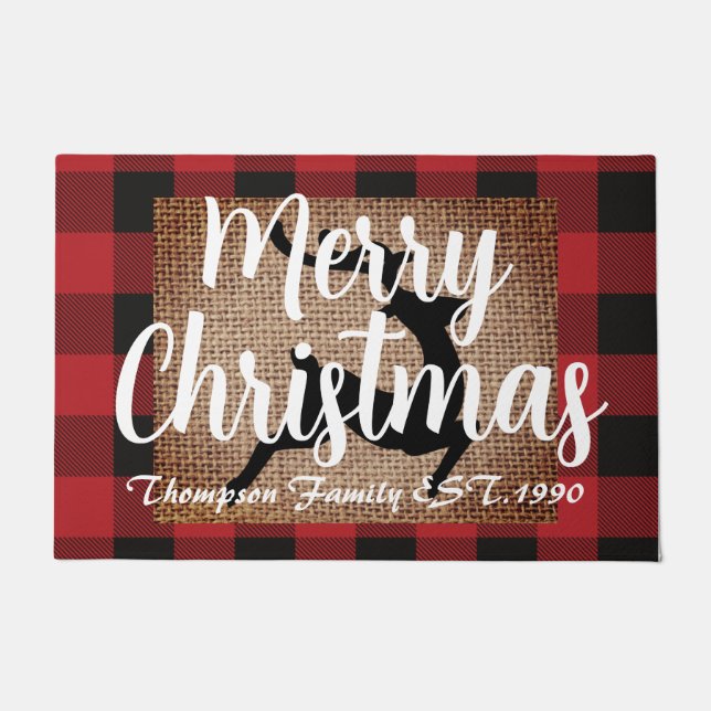 Removeable image Scottish farmhouse reindeer Xmas  Doormat (Front)