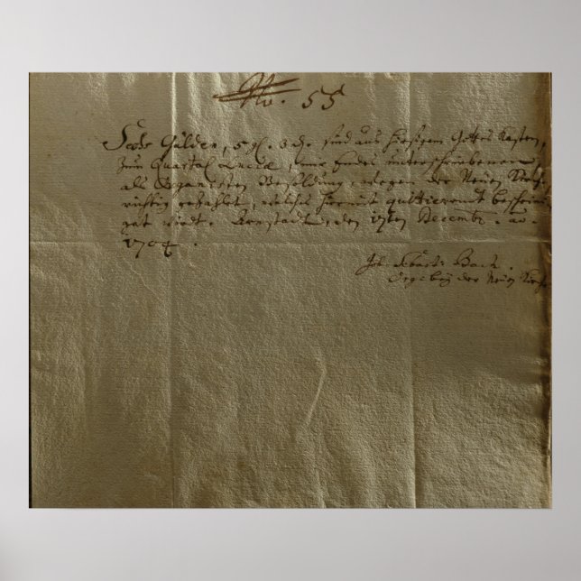 Remuneration Receipt, 17th December, 1704 Poster (Front)