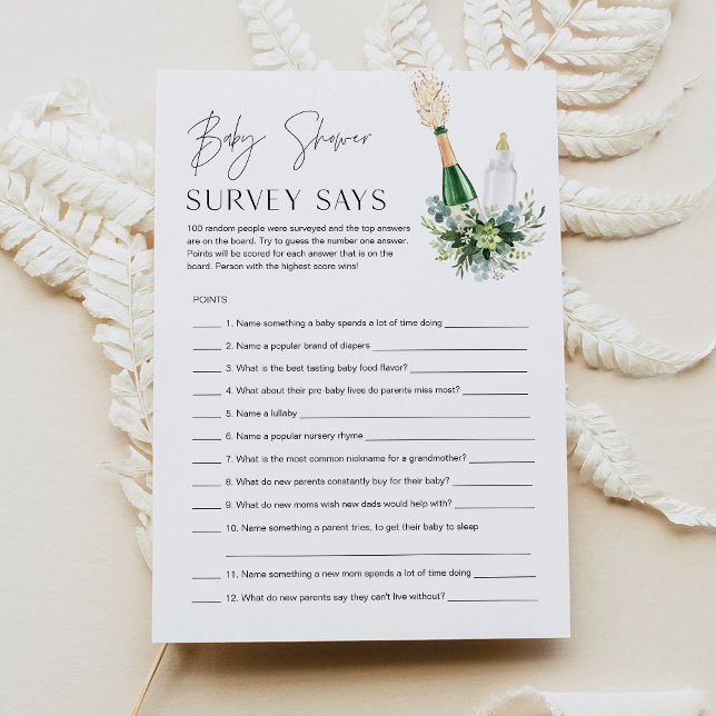 REMY Baby Shower Survey Says Game - Poppin Bottles Invitation (Creator Uploaded)