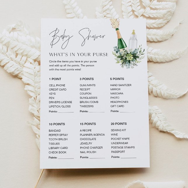 REMY Whats In Your Purse Baby Shower Game Card (Creator Uploaded)