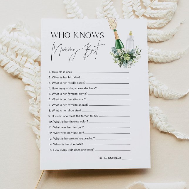 REMY Who Knows Mummy Best Baby Shower Game Card (Creator Uploaded)