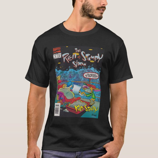 Ren and Stimpy boxing comic   T-Shirt (Front)