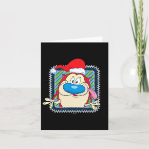 Ren And Stimpy Festive Christmas Santa Hat Stimpy  Card