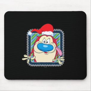 Ren And Stimpy Festive Christmas Santa Hat Stimpy Mouse Pad