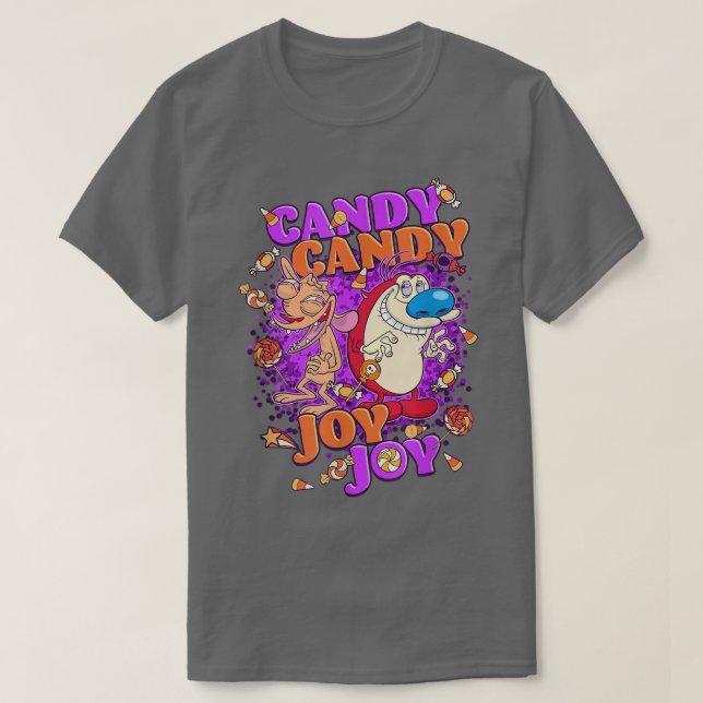 Ren and Stimpy Halloween Candy Candy Joy Joy  T-Shirt (Design Front)