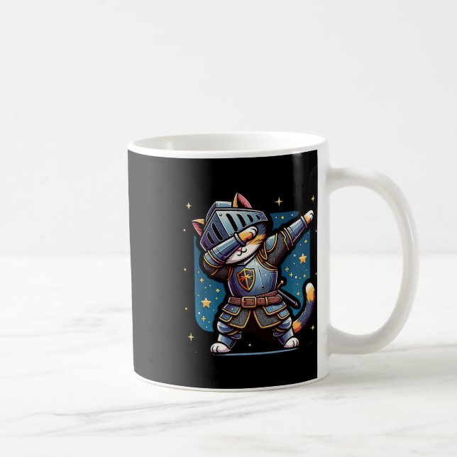 Ren Faire Mediaeval Knight Dabbing Cat Kitten Funn Coffee Mug (Right)