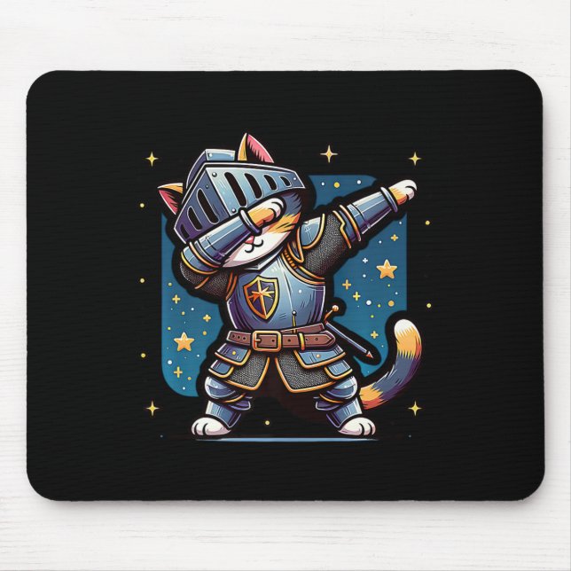 Ren Faire Mediaeval Knight Dabbing Cat Kitten Funn Mouse Pad (Front)