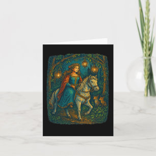 Ren Faire Mediaeval Lady Horseback Riding In Encha Card