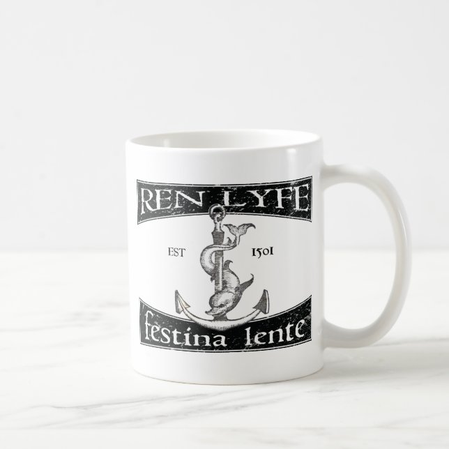 Ren Lyfe: Distressed Aldus Festina Lente Coffee Mug (Right)