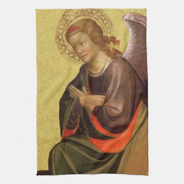 Renaissance Angel by Master of the Bambino Vispo Tea Towel (Vertical)