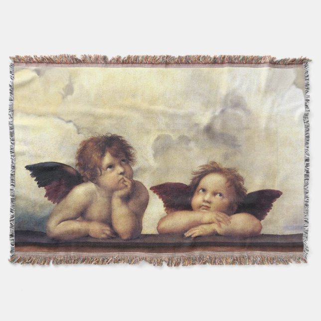 RENAISSANCE ANGELS Raffaello Sanzio,Winged Cherubs Throw Blanket (Front)