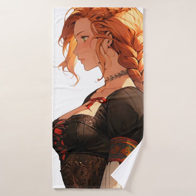 Renaissance Anime Woman Bath Towel (Bath Towel)