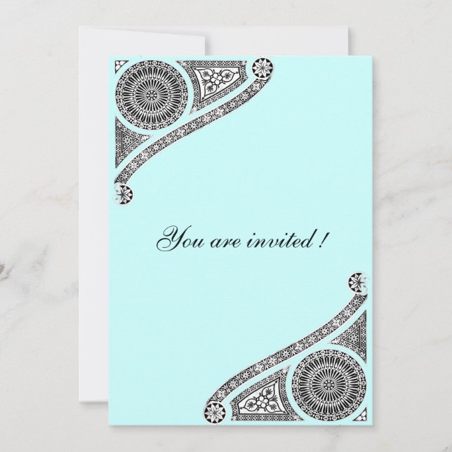 RENAISSANCE ,aqua blue Invitation (Front)