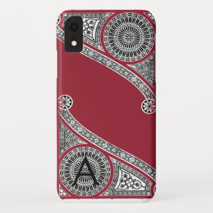 RENAISSANCE ARCHITECT Marsala Red Monogram iPhone XR Case