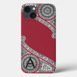 RENAISSANCE ARCHITECT Marsala Red Monogram  iPhone 13 Case