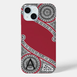 RENAISSANCE ARCHITECT Marsala Red Monogram iPhone 15 Case