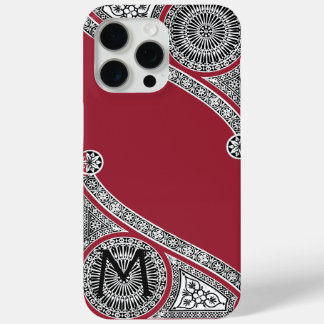 RENAISSANCE ARCHITECT Marsala Red Monogram iPhone 15 Pro Max Case
