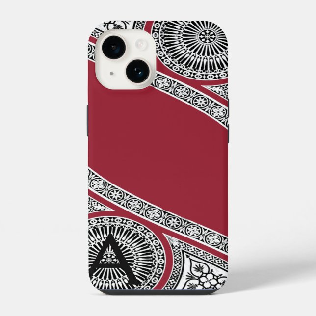 RENAISSANCE ARCHITECT Marsala Red Monogram iPhone Case (Back)