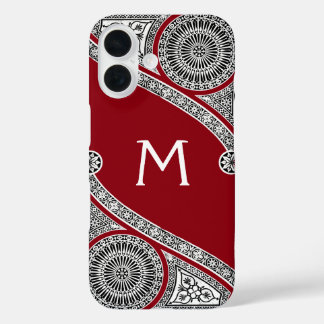 RENAISSANCE ARCHITECT Red Burgundy Monogram iPhone 16 Case