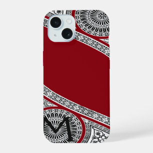 RENAISSANCE ARCHITECT Red Burgundy Monogram iPhone 15 Case