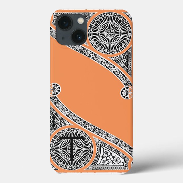 RENAISSANCE ARCHITECT Tangerine Orange Monogram Case-Mate iPhone Case (Back)