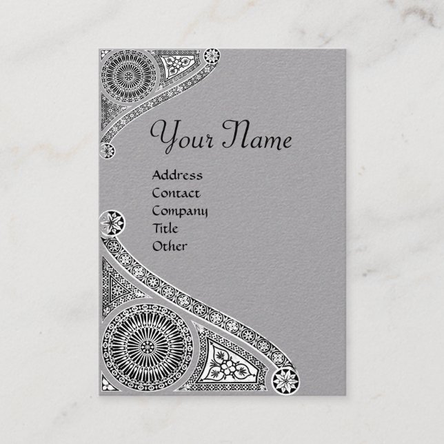 RENAISSANCE ARCHITECTURE MONOGRAM Black White Grey Business Card (Front)