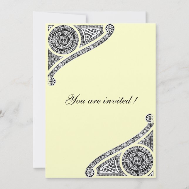 RENAISSANCE , Black and Champagne Metallic Invitation (Front)