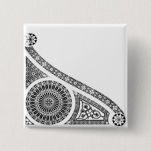 RENAISSANCE Black White Architectural Decor 15 Cm Square Badge