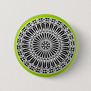 RENAISSANCE Black White Green Architectural Decor 6 Cm Round Badge