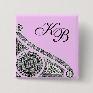 RENAISSANCE Black White Pink Architecture Monogram 15 Cm Square Badge