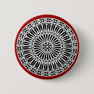 RENAISSANCE Black White Red Architectural Decor 6 Cm Round Badge