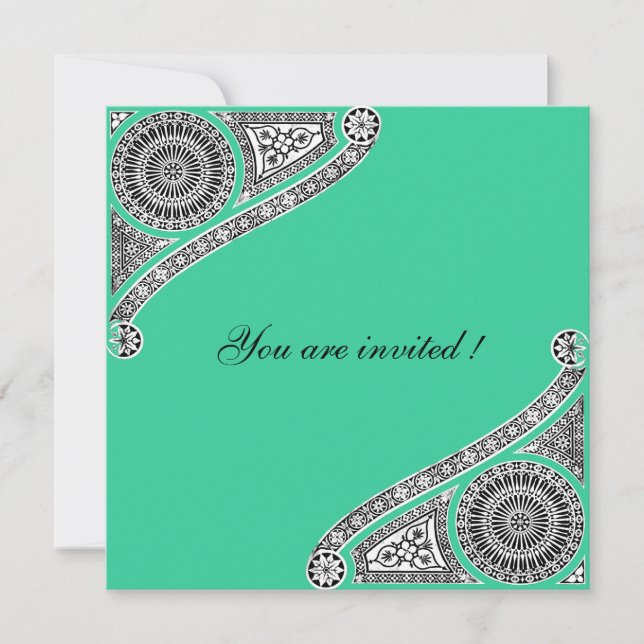 RENAISSANCE ,blue green Invitation (Front)