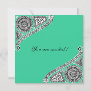 RENAISSANCE ,blue green Invitation
