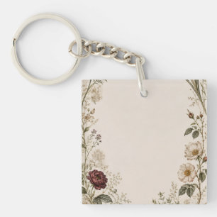 Renaissance Botanical Wedding Invitation Key Ring