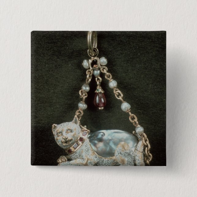 Renaissance cat pendant 15 cm square badge (Front)