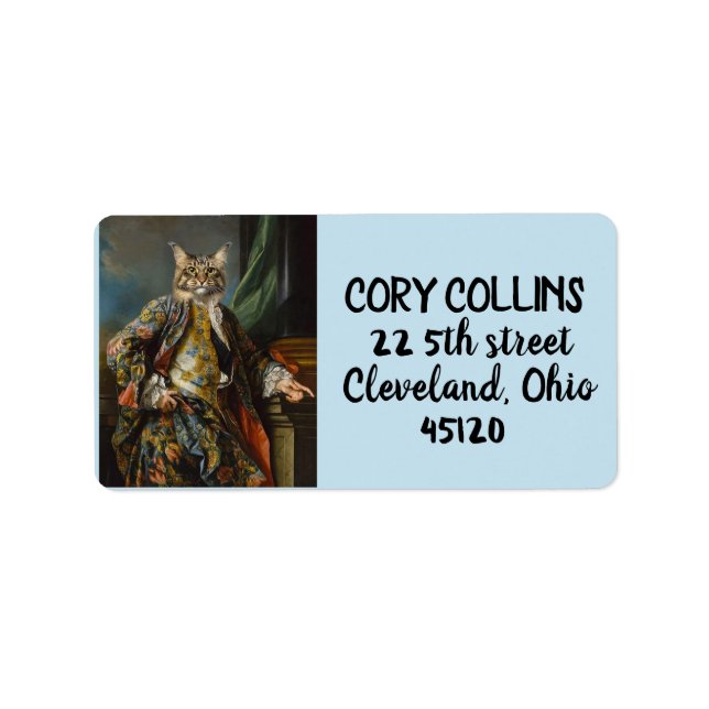 RENAISSANCE CAT VICTORIAN RETURN ADDRESS LABELS (Front)