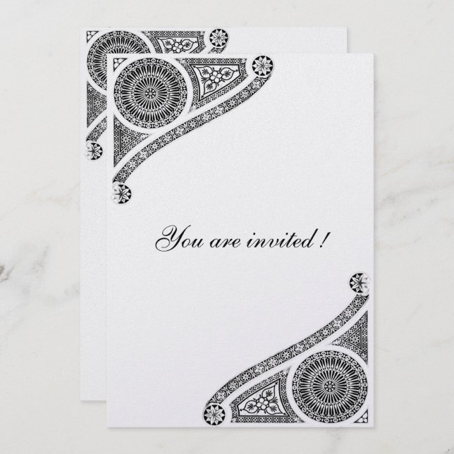 RENAISSANCE DECOR , Black and White Invitation (Front/Back)