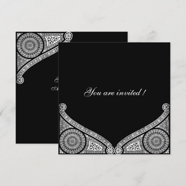 RENAISSANCE DECOR Black White Invitation (Front/Back)