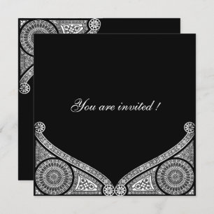 RENAISSANCE DECOR Black White Invitation