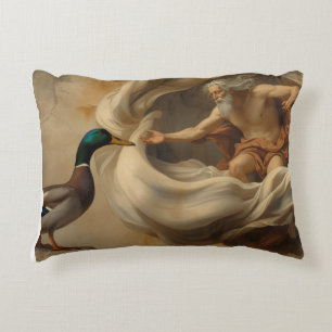 Renaissance Duck Parody Art – Funny Duck Reaching Decorative Cushion