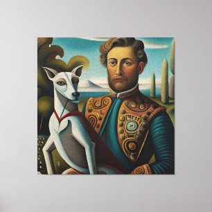 Renaissance Elegance Italian Greyhound and Noble  Canvas Print