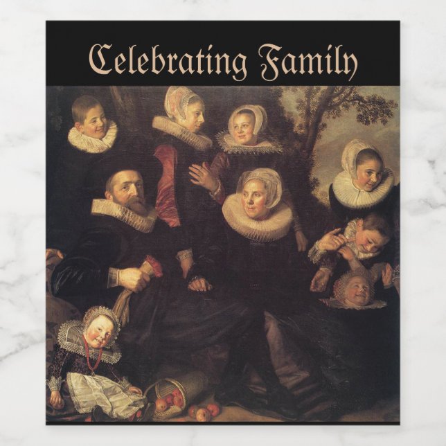 Renaissance family reunion fall portrait painting wine label (Single Label)