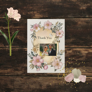 Renaissance Floral Frame Wedding Thank You Cards